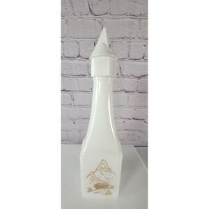 VINTAGE VANDERMINT LIQUOR WHITE MILK GLASS DECANTER NETHERLANDS ALPS MOUNTAINS